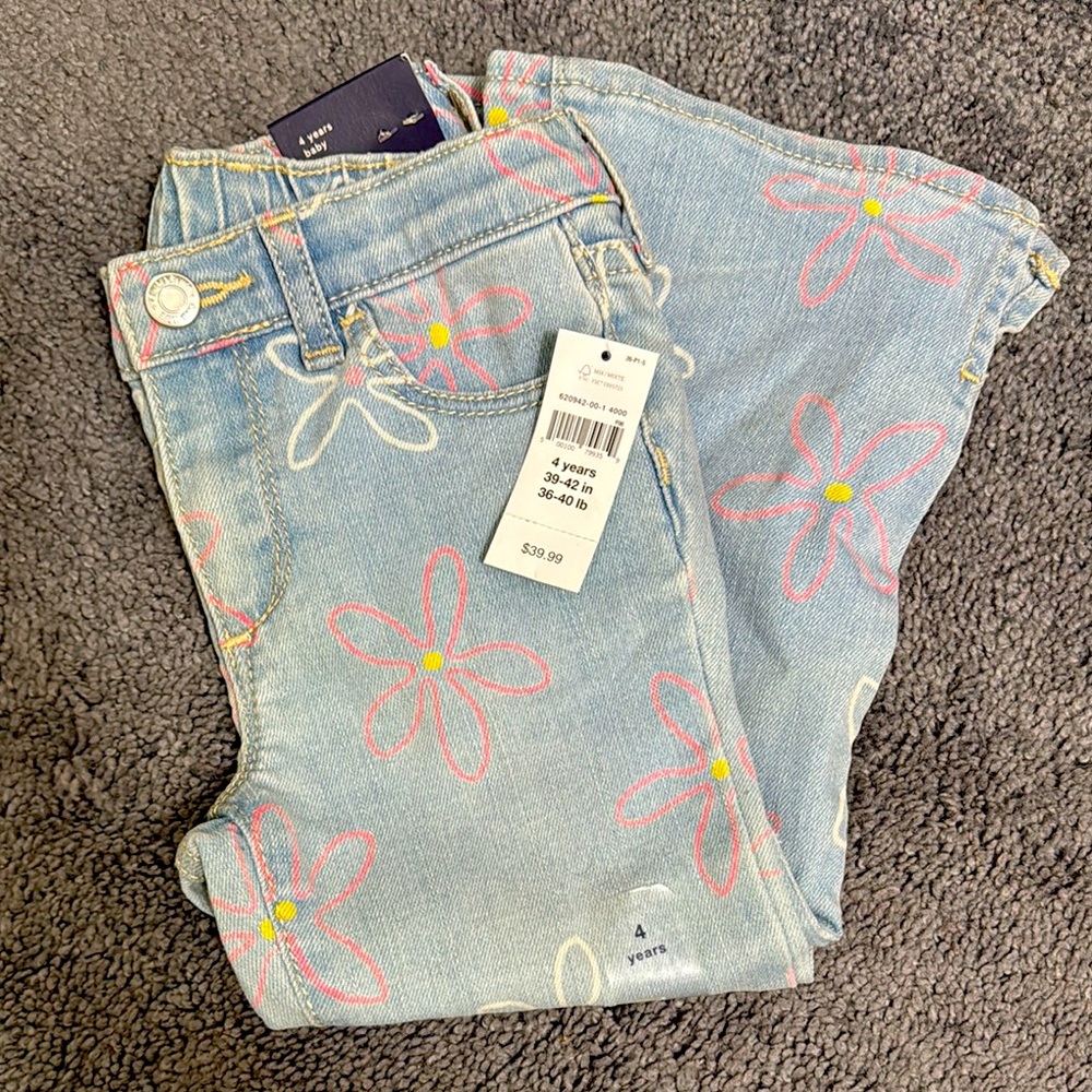 Floral Patterned, 70s Flare Jean